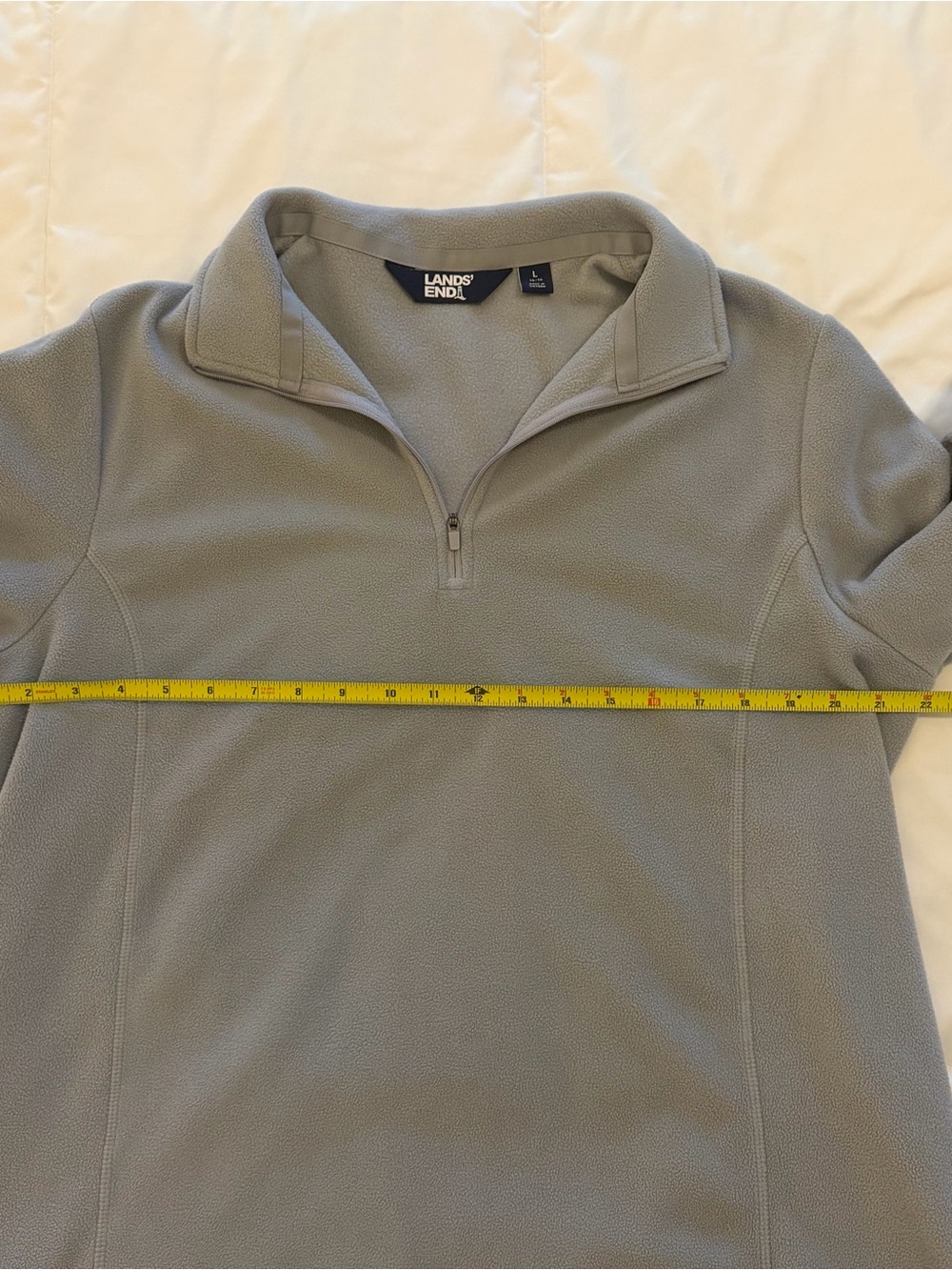 Lands' End Women's Light Gray Half-Zip Fleece Pullover - Picture 6 of 10